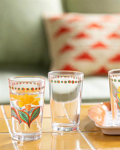 Exotic Flower Водна Чаша За Сервиране С Кафе 6 Бр., Стъкло, Розово-Оранжево, 110 Ml