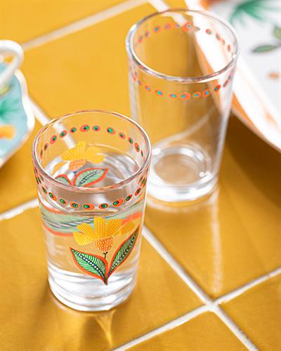 Exotic Flower Водна Чаша За Сервиране С Кафе 6 Бр., Стъкло, Розово-Оранжево, 110 Ml