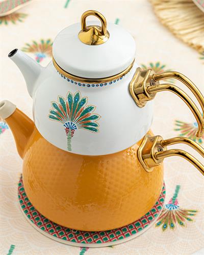 Exotic Palm Enamel Tea Pot 0,50 lt + 1,1 lt Yellow
