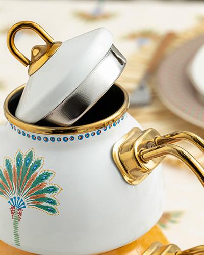 Exotic Palm Enamel Tea Pot 0,50 lt + 1,1 lt Yellow
