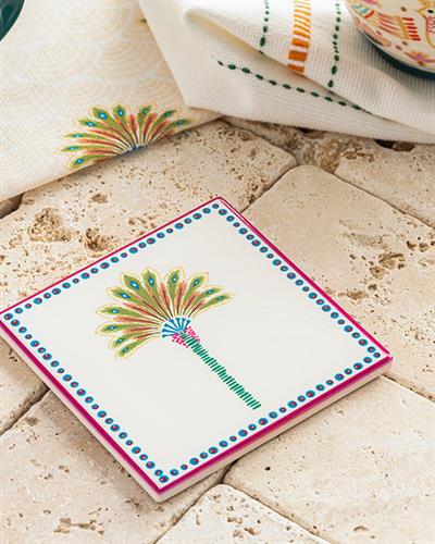 Exotic Palm Подложка За Чаша Керамика, Цветен, 10,8 Cm