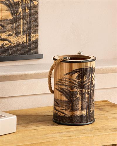 Exotic Palm Bamboo Lantern 12,5x12,5x19,0 cm Natural - Black