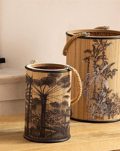Exotic Palm Bamboo Lantern 12,5x12,5x19,0 cm Natural - Black