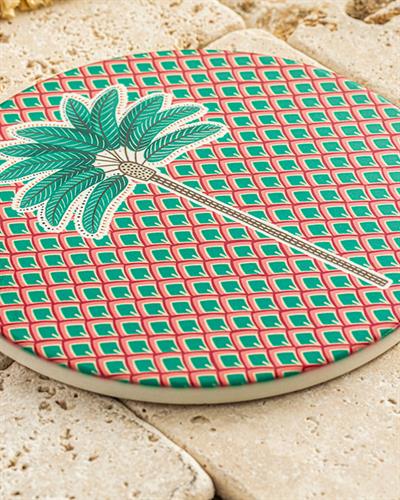 Exotic Palm Подложка За Топло Сервиране Керамика 16 см Розов - Зелен