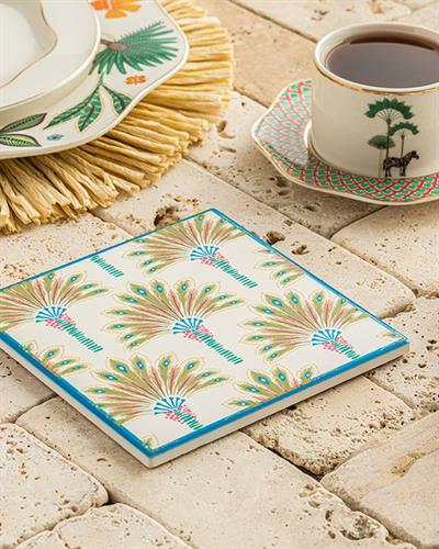 Exotic Palm Подложка За Топло Сервиране Керамика 16x16 см Шарен