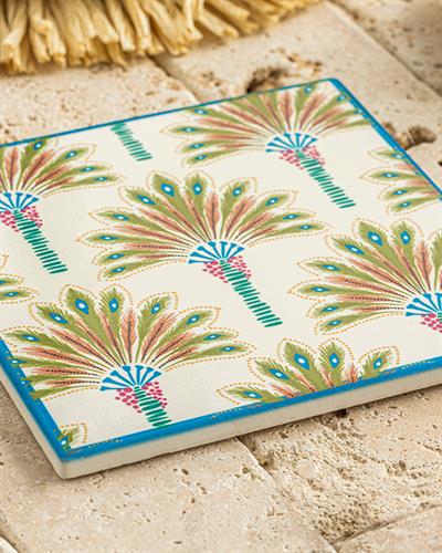 Exotic Palm Подложка За Топло Сервиране Керамика 16x16 см Шарен