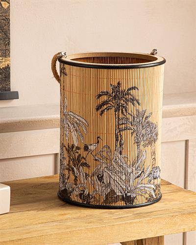 Exotic Palm Bamboo Lantern 19x19x24 cm Natural - Black
