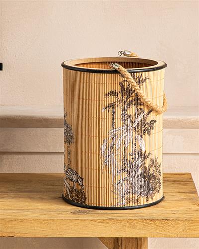 Exotic Palm Bamboo Lantern 19x19x24 cm Natural - Black
