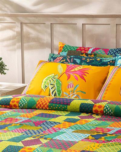 Exotic Patch Покривка Единичен Размер, Отпечатан, Тъмно Зелено, 150 X 220 Cm