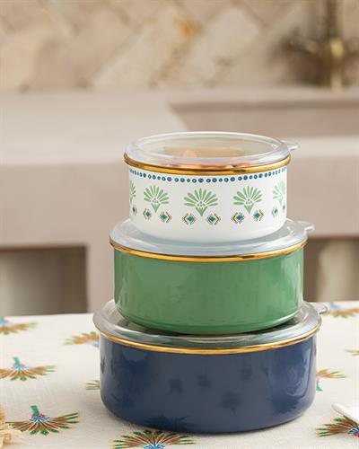 Exotic Square Кутия За Съхранение Емайлиран, Зелено, 12-14-16 Cm