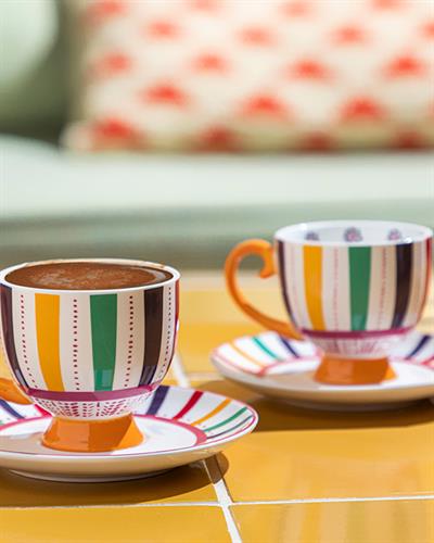 Exotic Strip Сервиз За Кафе 4 Бр. За 2 Души, New Bone China, Цветен, 100 Ml