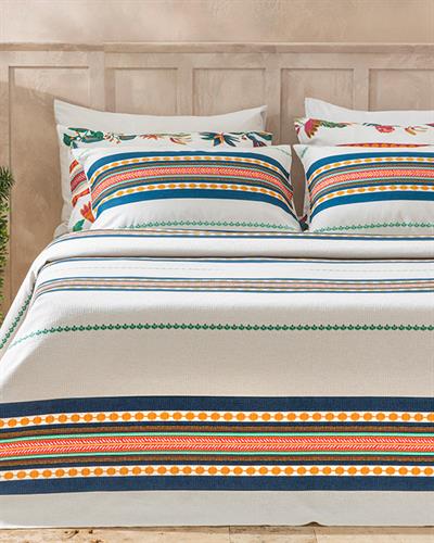 Exotic Stripes Printed Double Person Summer Blanket 200x220 cm Dark Blue