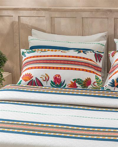 Exotic Stripes Printed Double Person Summer Blanket 200x220 cm Dark Blue