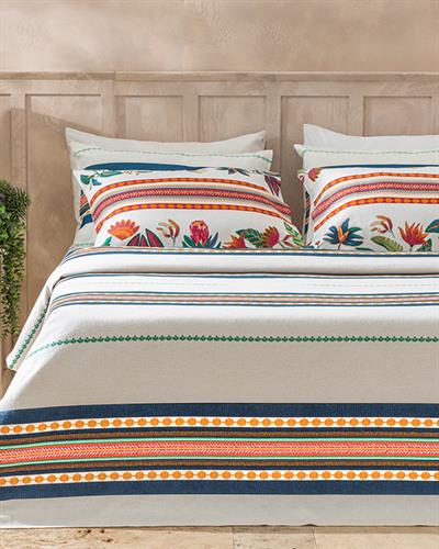 Exotic Stripes Printed Double Person Summer Blanket 200x220 cm Dark Blue