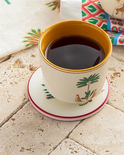 Exotic Tiger Подложка За Чаша Керамика, Бяло-Зелено, 10,8 Cm