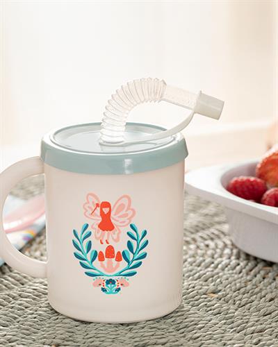 Fairy Чаша Със Сламка Пластмасов, Синьо, 210 Ml