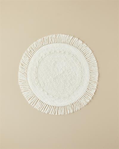 Falbelo Постелка За Баня С ресни Памучен 90x90 cm Екрю