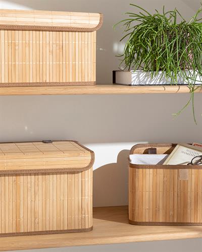 Fancy Кутия За Съхранение Бамбук 28X20X18 см Бежов