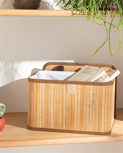 Fancy Кутия За Съхранение Бамбук 28X20X18 см Бежов