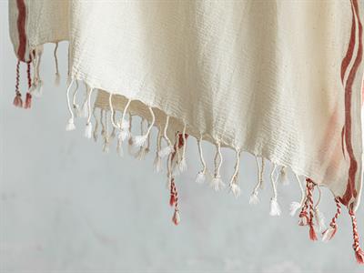 Fancy Пещемал на райе Памучен 75x150 см Оранжев