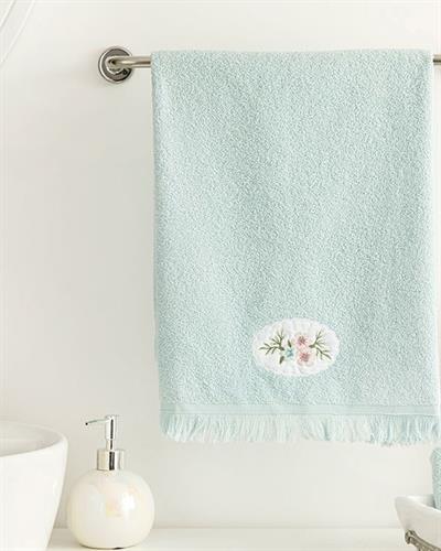 Fancy Flowers Хавлия За Лице Бродирани, Селедон, 50 X 76 Cm
