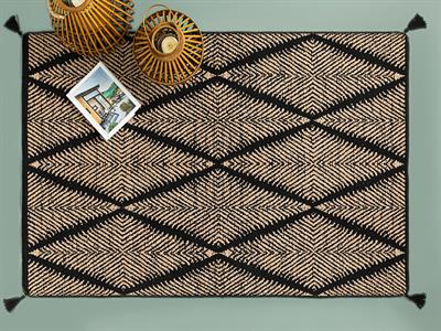 Fancy Odes Килим Тъкан, Бежово-Черно, 80 X 150 Cm