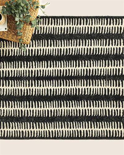 Fancy Osana Weaved Rug 80x150 cm Cream - Black