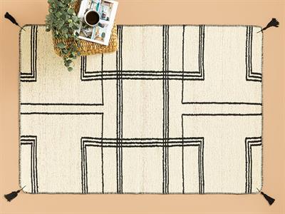 Fancy Paige Килим Тъкан, Кремаво Черно, 120 X 180 Cm