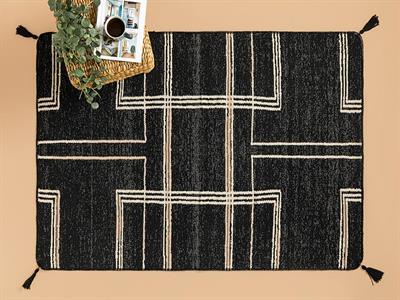 Fancy Paige Килим Тъкан, Кремаво Черно, 120 X 180 Cm