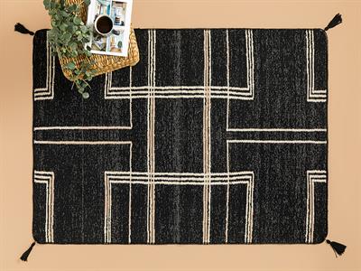 Fancy Paige Килим Тъкан, Кремаво Черно, 80 X 150 Cm