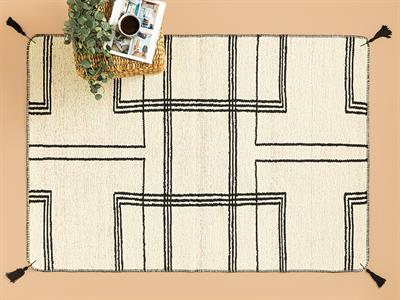 Fancy Paige Килим Тъкан, Кремаво Черно, 80 X 150 Cm