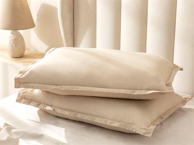 Fancy Plain Калъфка За Възглавница Двоен с ушенце Памучен с брокат 50x70 см Бледокафяв