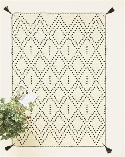 Fancy Poti Килим Тъкан, Кремаво Черно, 120 X 180 Cm