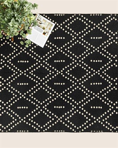 Fancy Poti Килим Тъкан, Кремаво Черно, 80 X 150 Cm