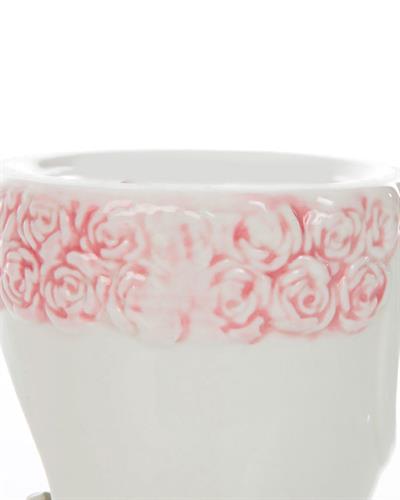 Fancy Roses Свещник Порцелан 14,3x14,3x11,5 cm Бял