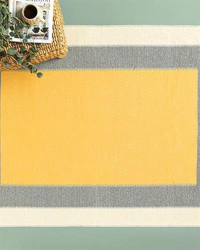 Fancy  Square Килим Тъкан 80x150 cm Сив - Жълт