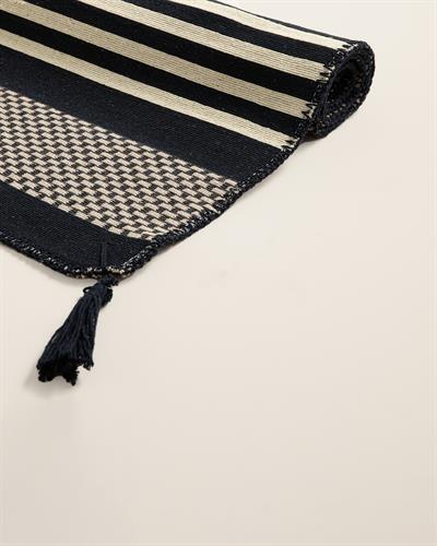 Fancy Striped Килим Тъкан, Морско Синьо - Кремаво, 80 X 150 Cm