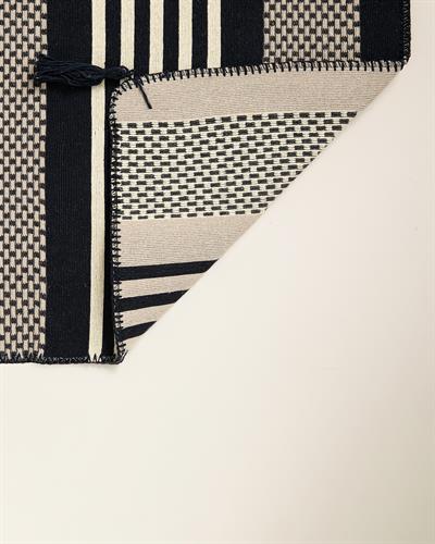 Fancy Striped Килим Тъкан, Морско Синьо - Кремаво, 80 X 150 Cm