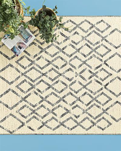 Fancy Tien Weaved Rug 80x150 cm Cream - Black
