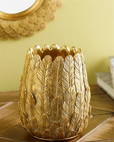 Feathers Ваза 12.7x12.7x15.2 см Златен