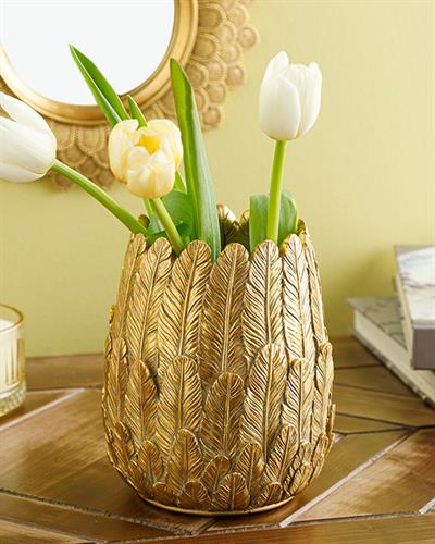 Feathers Ваза 12.7x12.7x15.2 см Златен