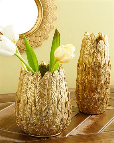 Feathers Ваза 8.7x8.7x20.5 см Златен