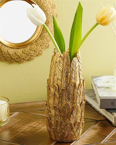 Feathers Ваза 8.7x8.7x20.5 см Златен