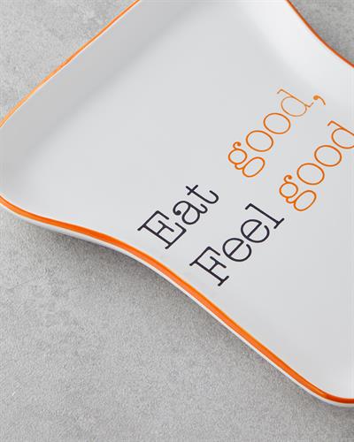 Чиния За Торта Керамика 13x19 см Оранжев-Черен