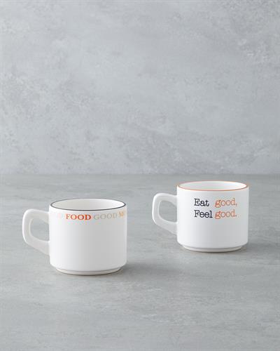 Сервиз За Чай 2 бр. Керамика 184 мл Оранжев-Черен