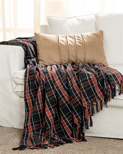 Felicita Шал За Кресло Тъкан, Памучен, Антрацит, 130 X 170 Cm