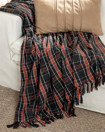 Felicita Шал За Кресло Тъкан, Памучен, Антрацит, 130 X 170 Cm