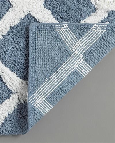 Fence Cottony Bathroom Mat 60x90 cm Ecru-Blue
