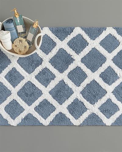 Fence Cottony Bathroom Mat 60x90 cm Ecru-Blue