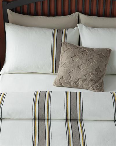 Fine Lines Chenille Paint Yarn For One Person Duvet Cover Set 160x220 cm Yellow-Brown